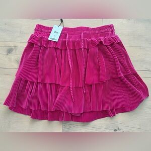 Day + Moon Fuchsia Tiered Pleated Mini Skirt